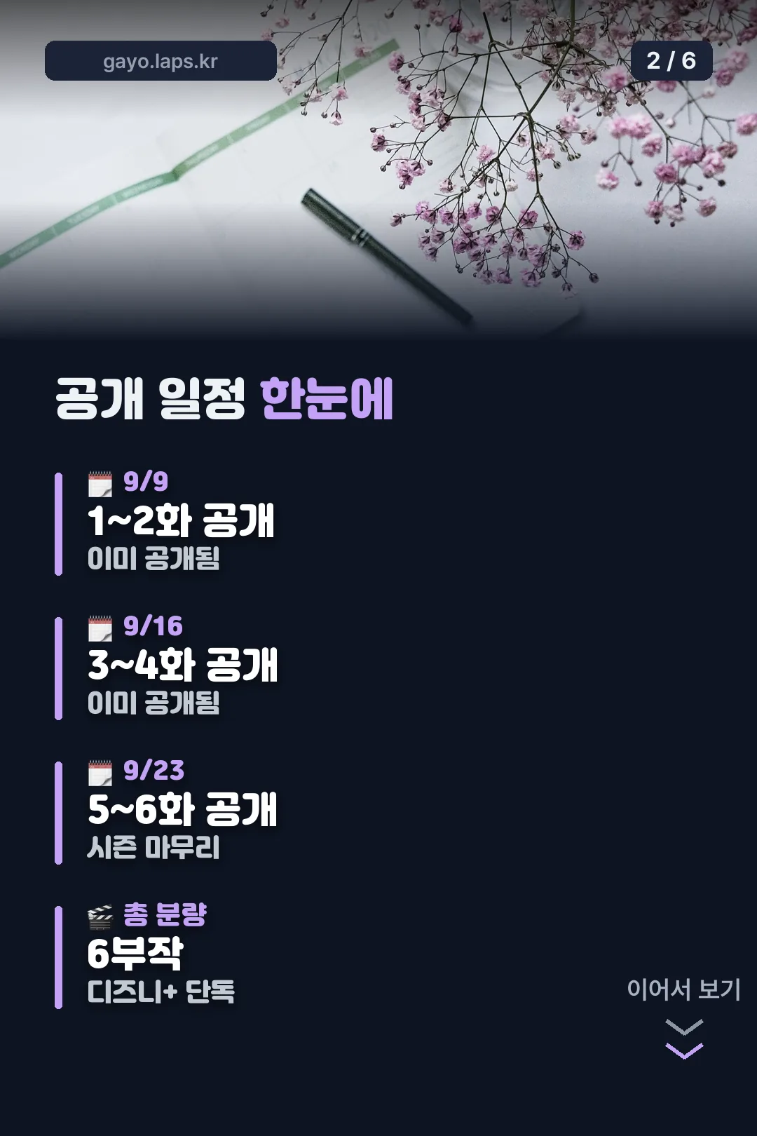 공개 일정 한눈에 보기